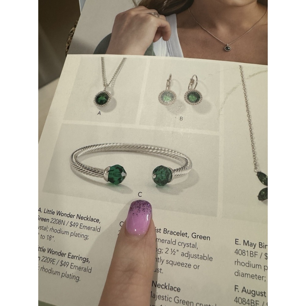 Touchstone Crystal With A Twist Green Cuff Bracelet Rhodium Plated NEW